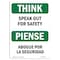 Signmission OSHA THINK Sign, Speak Out For Bilingual, 5in X 3.5in Decal, 10PK, 3.5" W, 5" L, Landscape, PK10 OS-TS-D-35-L-11875-10PK - alternate 1